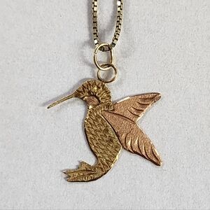 Black Hills Gold 10k C Co Hummingbird Pendant 14K Gold Filled Chain Necklace